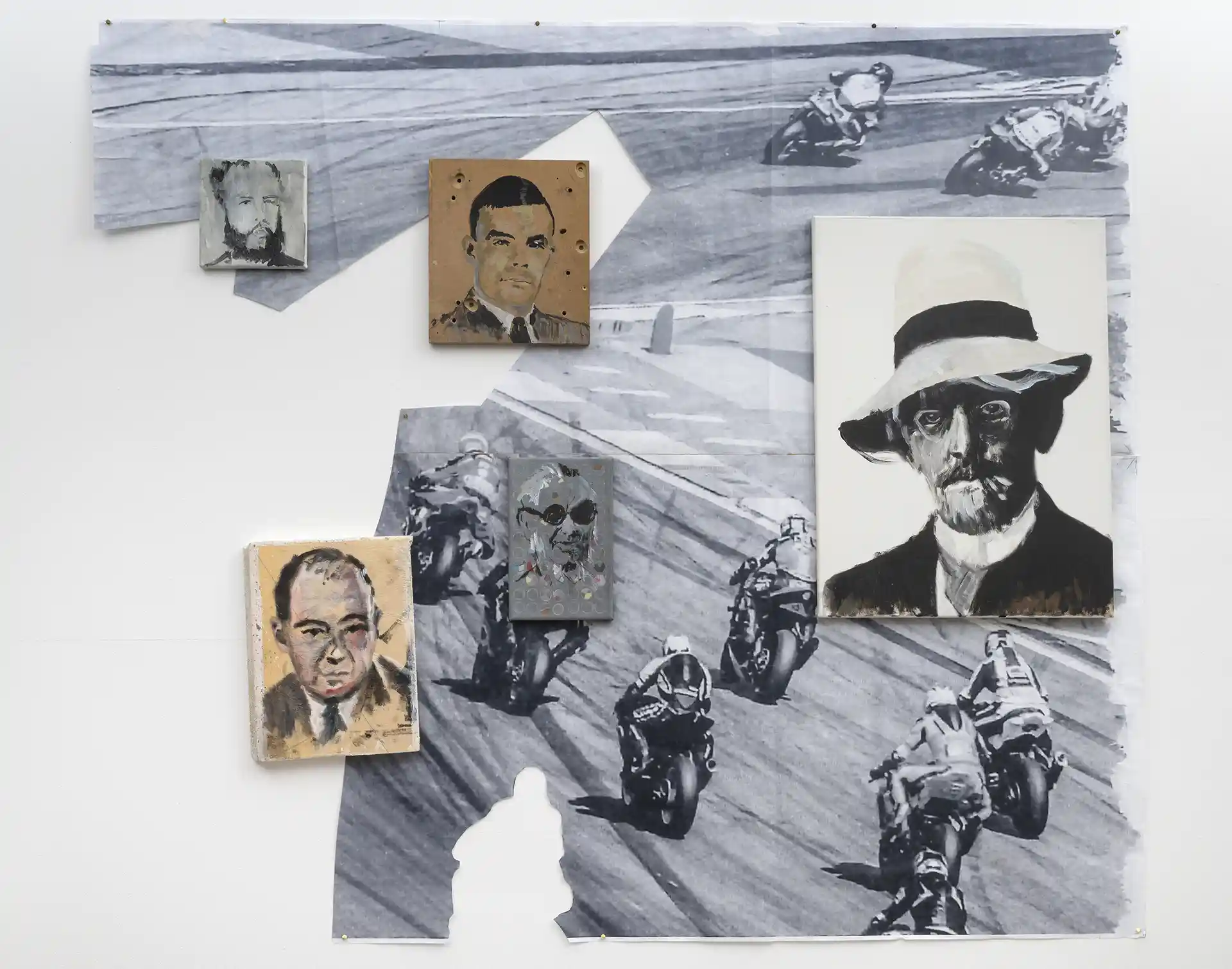 Malerei, Acryl auf Leinwand, Holz, Kunststoff und Plankopie von Martin Feldbauer